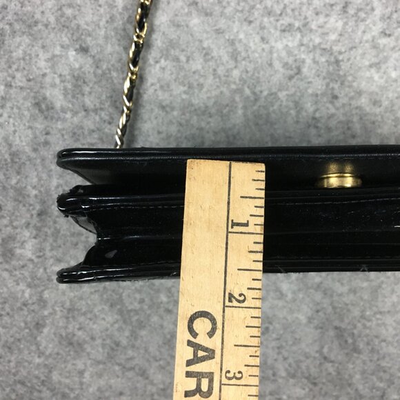 Vintage Evening Clutch Crossbody Envelope Patent Leather Quilted Black Kisslock - Picture 10 of 16